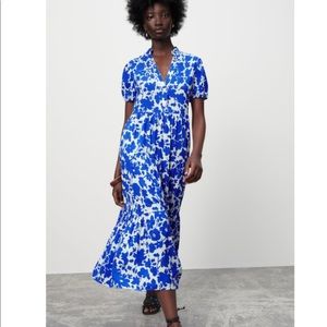 Zara blue floral midi dress